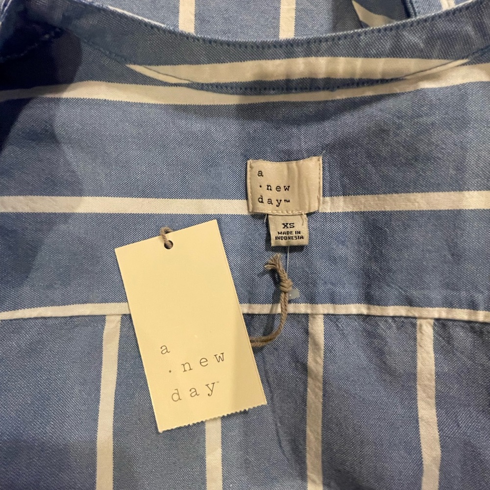 A New Day Striped 100% Cotton Chambray Dress XS FREE SHIP - Picture 5 of 5